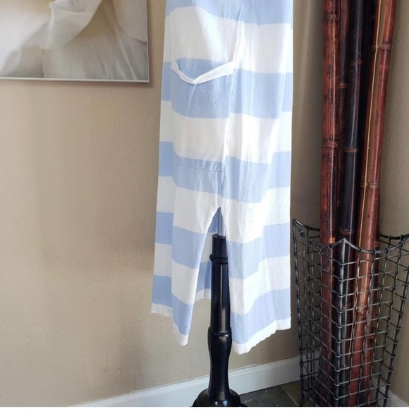 LUCKY YY ~ Powder Blue and White Striped Knit Dress/Cover Up ~ Size Large - Picture 4 of 8